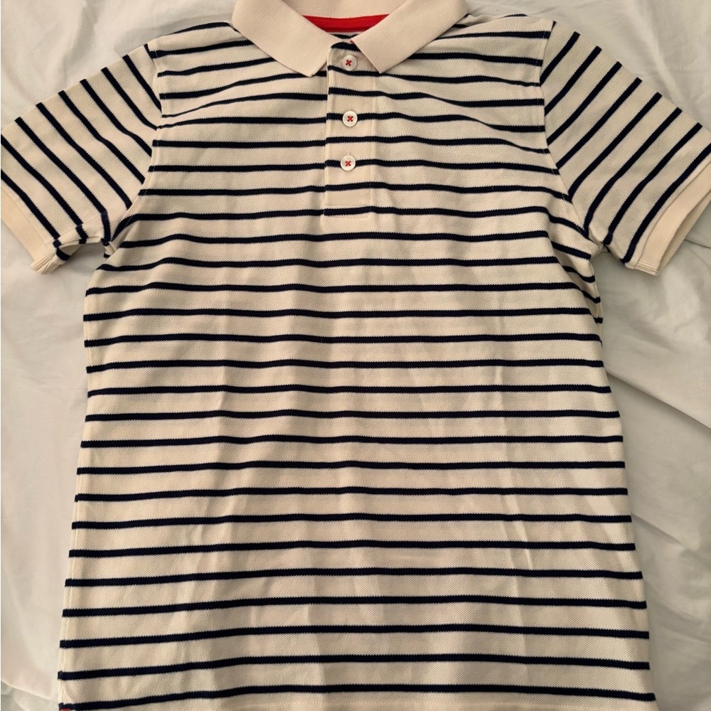 Boden College Navy and Cream Striped Polo Shirt